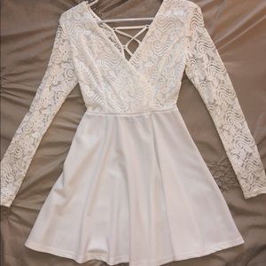 White lace dress with lace up back